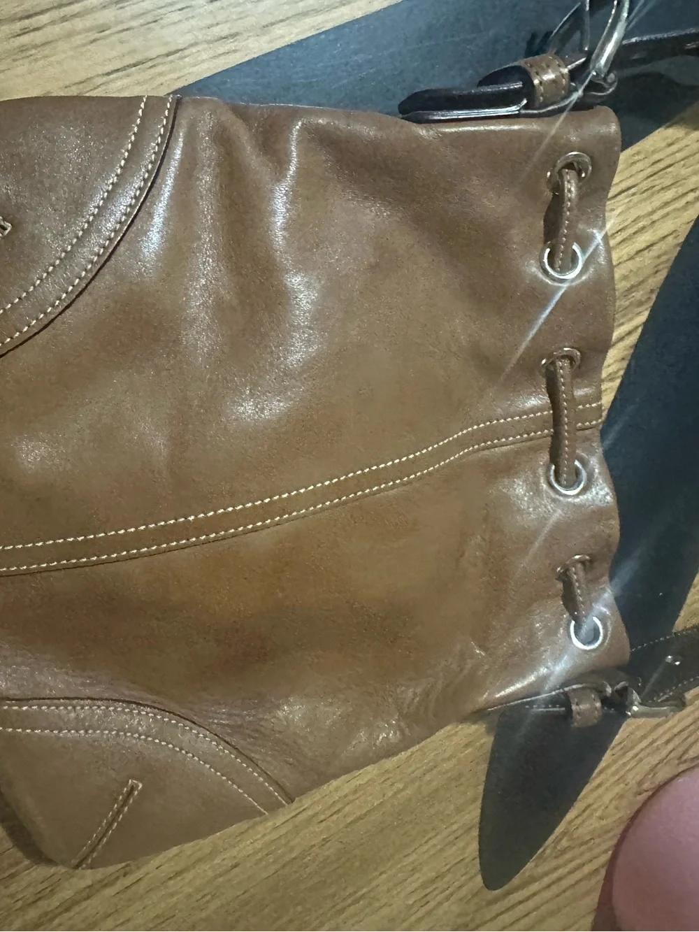 Vintage Coach Leather Drawstring Bucket Bag